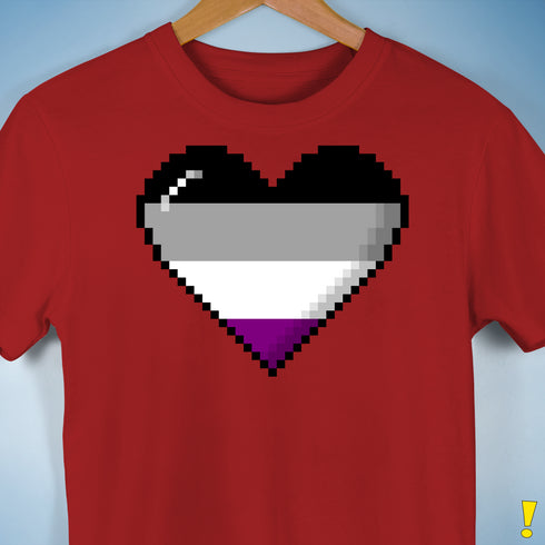 Asexual Pride 8-Bit Pixel Heart Premium Unisex T-Shirt - Red
